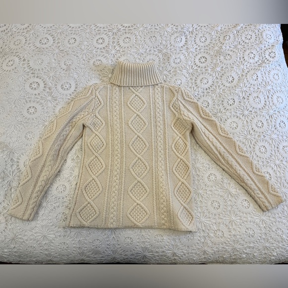 Eddie Bauer wall Argyle fisherman knit turtleneck sweater - Picture 2 of 6